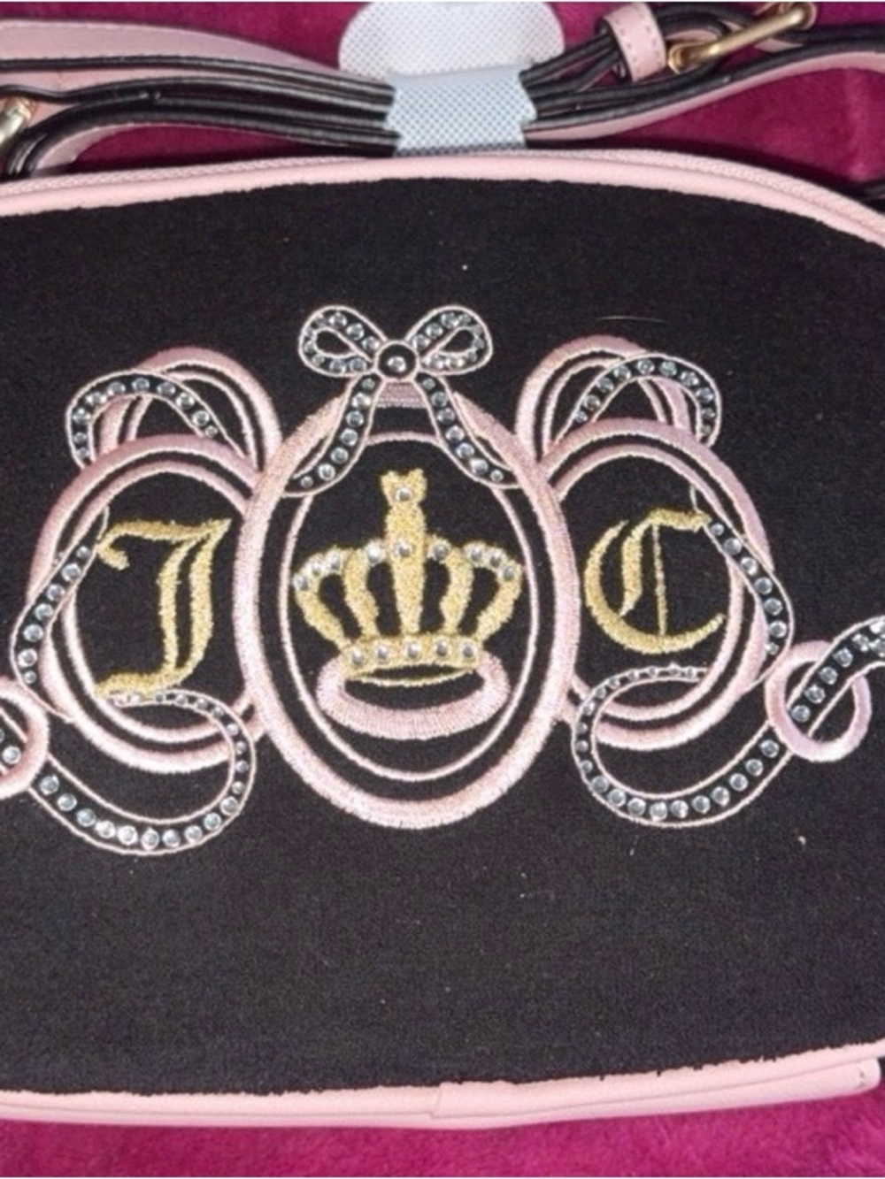 Juicy Couture Pink Card Holder with Gold Crown Charm